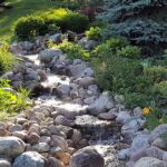 Gallery image featuring water flowing over rocks in backyard pond